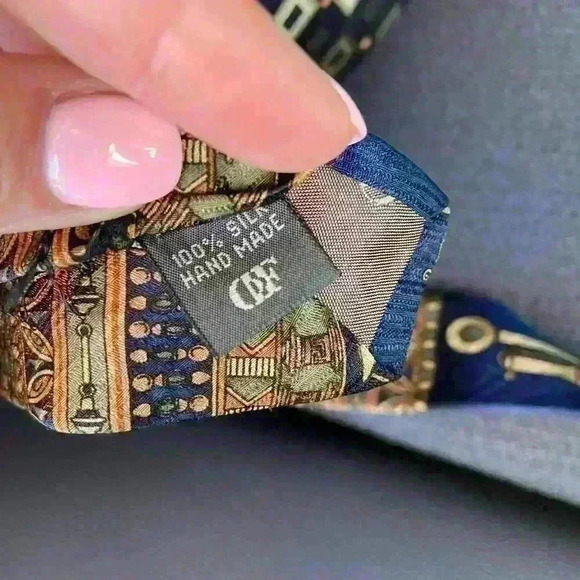 Daniel De Fasson Men’s Silk Tie Handmade Antique Telephone Design Classic Career - Picture 12 of 12